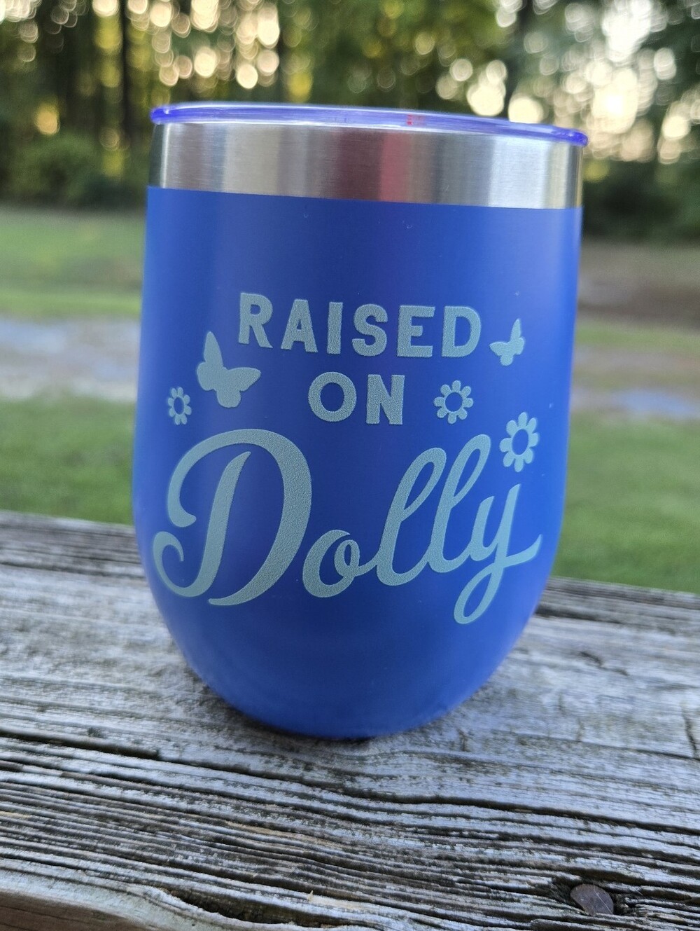 Raised On Dolly Blue Stainless Steel Wine Tumbler